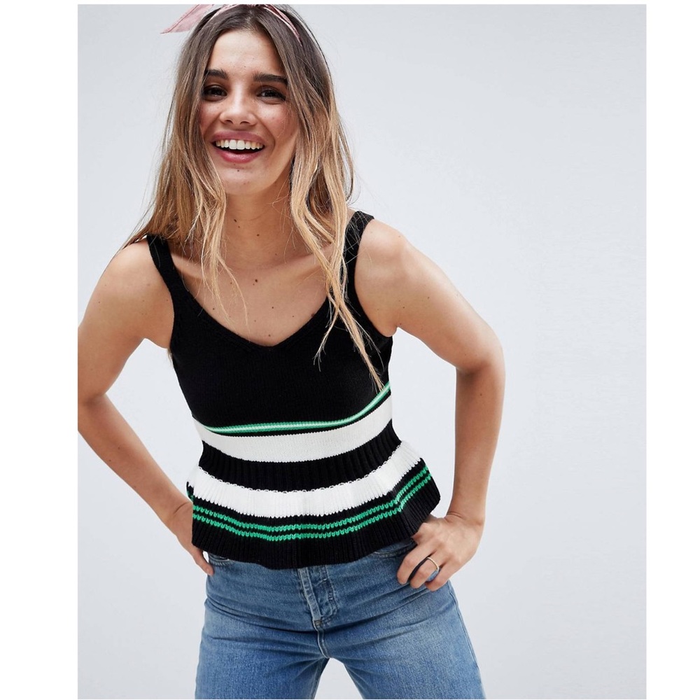 NWOT💕CLICHÉ Cami With Ruffle Stripe Hem Size XS